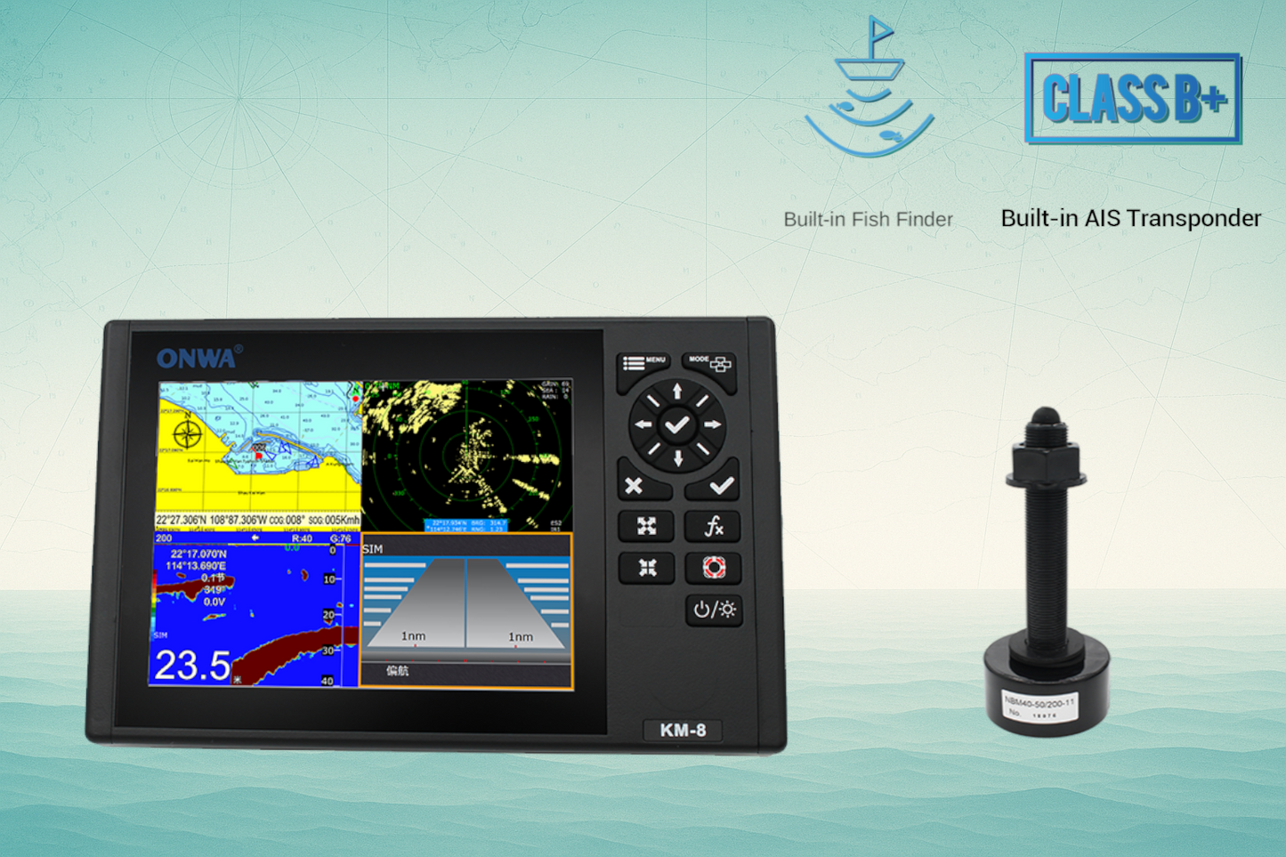 Kartenplotter 8" Display Onwa KM-8 verschiedene Varianten Verfügbar (Bestellbar)