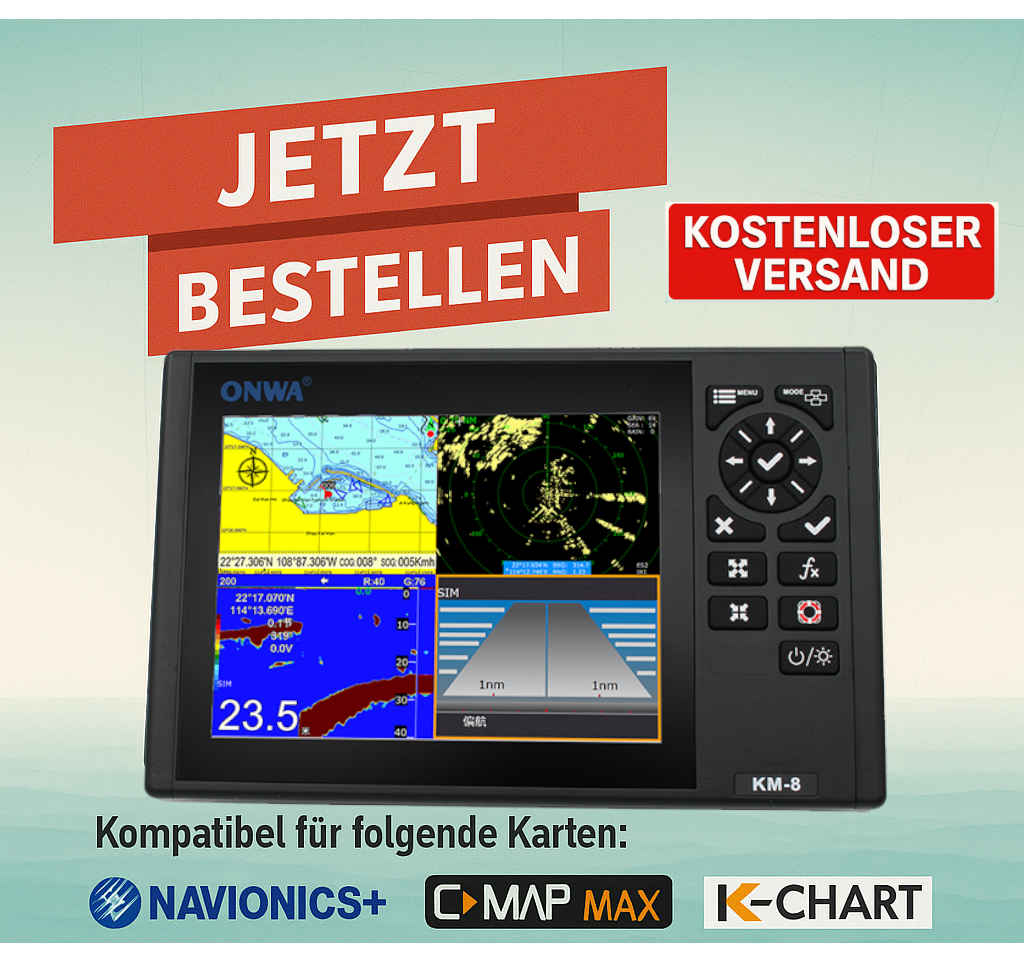 Kartenplotter 8" Display Onwa KM-8 verschiedene Varianten Verfügbar (Bestellbar)