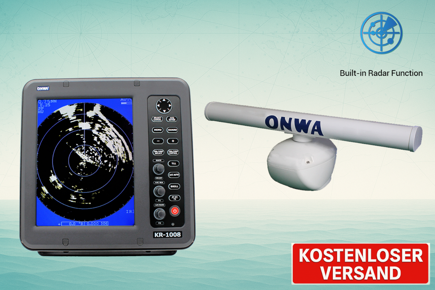 Marine Radarsystem Onwa KR-1008/1068 mit 10,4 zoll Moitor verschiedene Varianten verfügbar (Bestellbar)