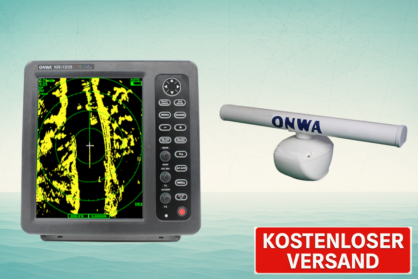 Marine Radarsystem Onwa mit 12,1 zoll Monitor verschiedene Varianten verfügbar, (Bestellbar)